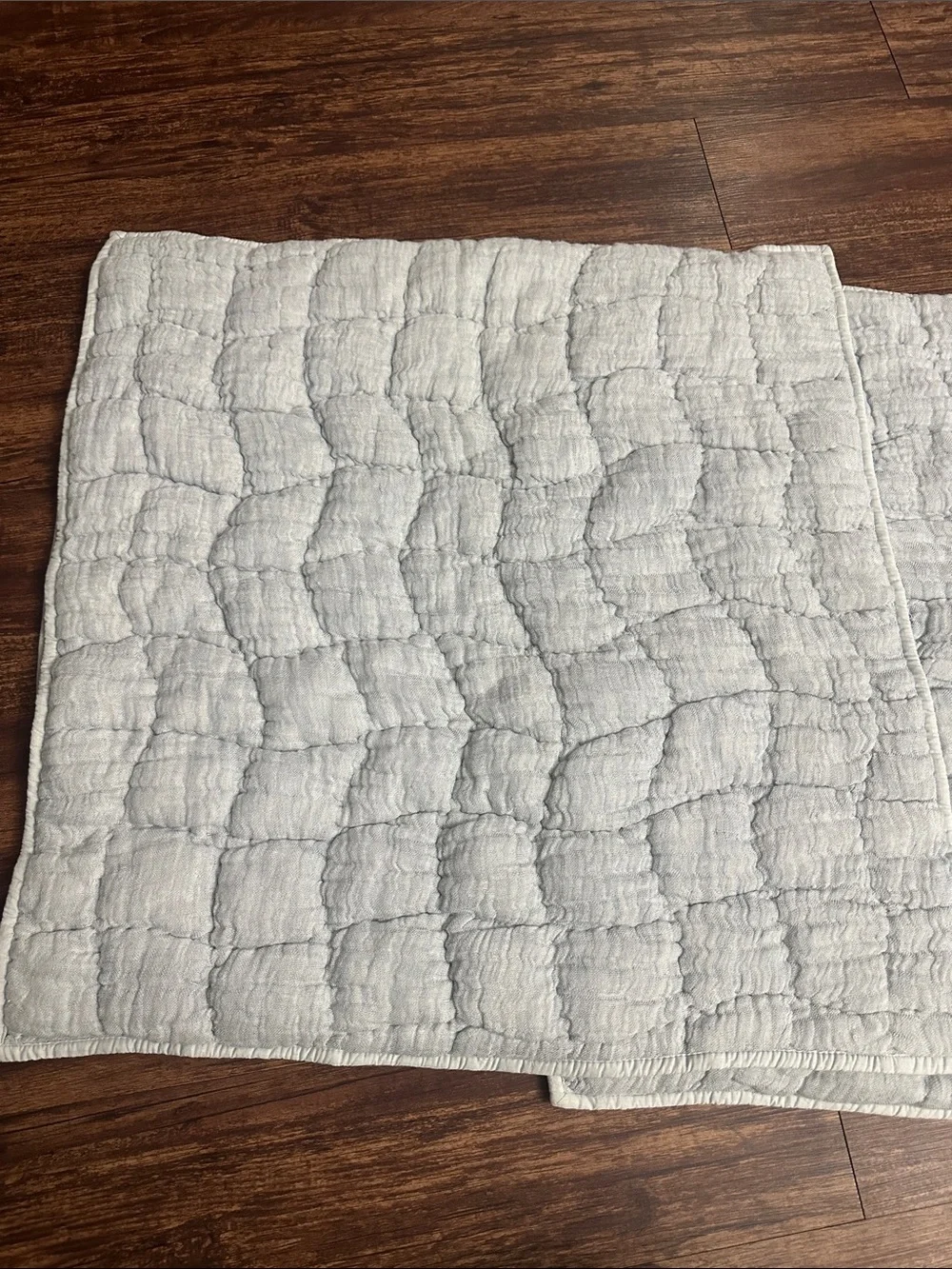 Pottery Barn Cloud Quilted Euro Sham Chambray 1 New Linen Cotton 26” x 26
